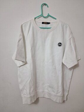 Evisu White Short Sleeve Oversized Sweatshirt with Interchangeable Logo Patch-L